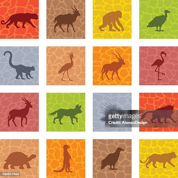 african animal icon set - kudu stock illustrations
