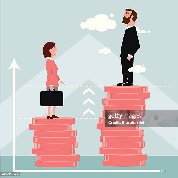 bildbanksillustrationer, clip art samt tecknat material och ikoner med difference in salary graph - gender pay gap