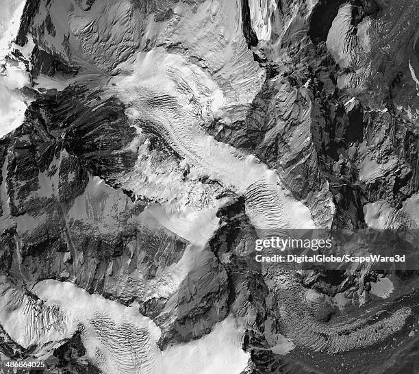 This is DigitalGlobe via Getty Images imagery of the avalanche on Mount Everest near Everest Base Camp that killed sixteen Nepalese guides. The...