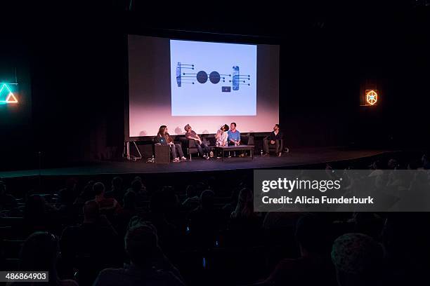 Google Creatives Ryan Germick, Aaron Koblin, Alexander Chen, Leon Hong, Ralph Levien speak during Moogfest 2014 on April 26, 2014 in Asheville, North...