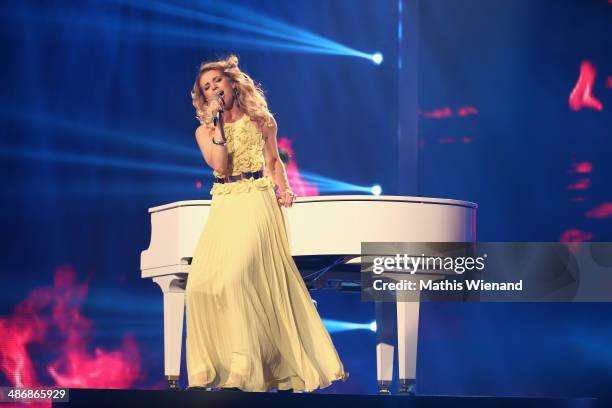 Aneta Sablik performs at the rehearsal for the 5th 'Deutschland sucht den Superstar' show at Coloneum on April 26, 2014 in Cologne, Germany.