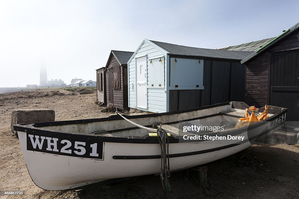 Fishermen's huts at Portland Bill, Dorset UK