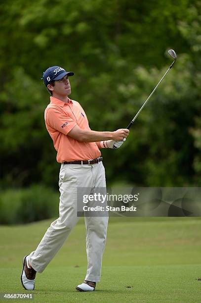 Ben Martin second shot on the 5th during Round Three of the Zurich Classic of New Orleans at TPC Louisiana on April 26, 2014 in Avondale, Louisiana.