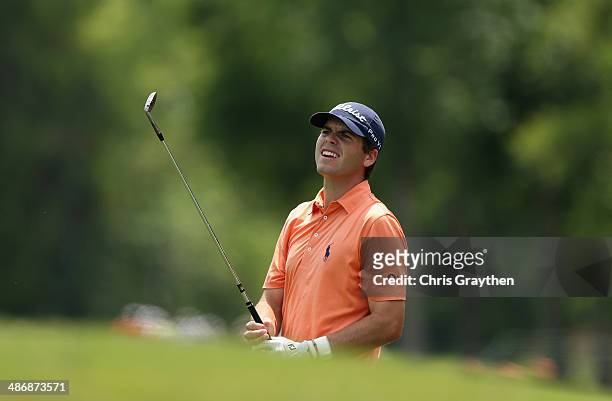 Ben Martin takes his shot on the 8th during Round Three of the Zurich Classic of New Orleans at TPC Louisiana on April 26, 2014 in Avondale,...