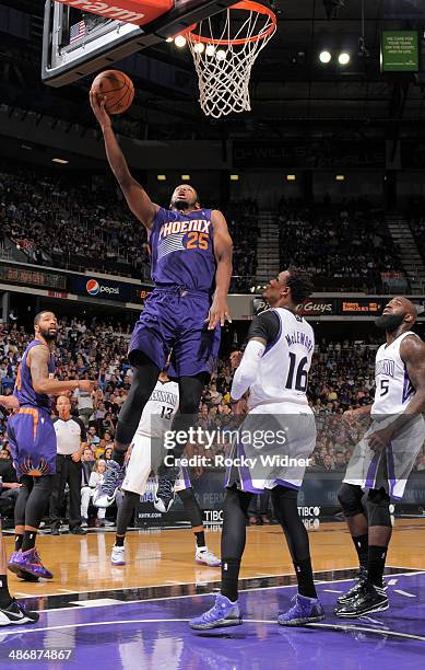 Dionte Christmas of the Phoenix Suns shoots a layup against the Sacramento Kings on April16, 2014 at Sleep Train Arena in Sacramento, California....