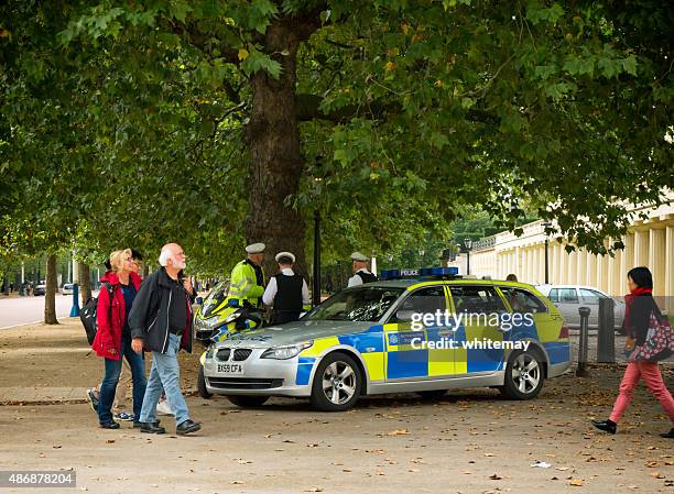 police in the mall, london - police motorbike stock pictures, royalty-free photos & images