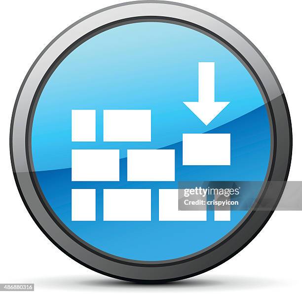 wall icon on a round button. - security wall stock illustrations