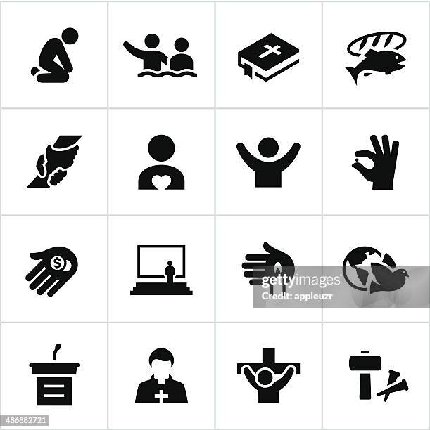 black faith icons - black baptism stock illustrations