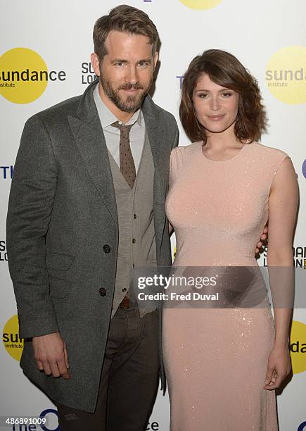 Ryan Reynolds and Gemma Arterton attend the premiere of "The Voices" at Sundance London at Cineworld 02 Arena on April 26, 2014 in London, England....