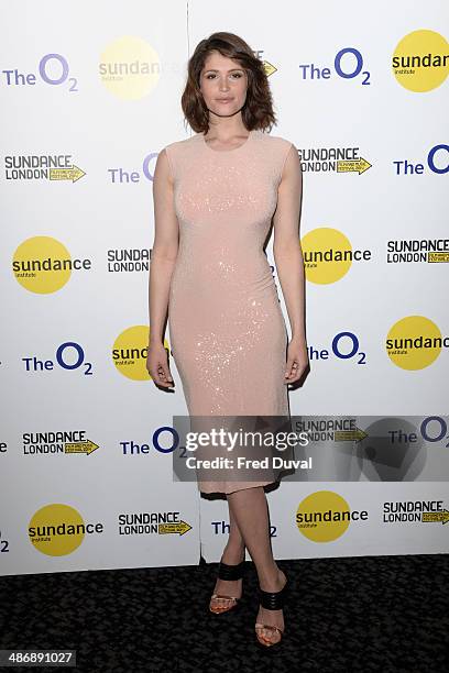 Gemma Arterton attends the premiere of "The Voices" at Sundance London at Cineworld 02 Arena on April 26, 2014 in London, England. She is wearing a...