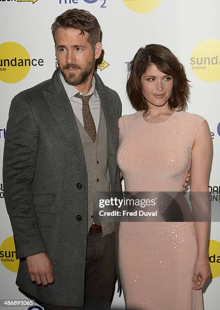 Ryan Reynolds and Gemma Arterton attend the premiere of "The Voices" at Sundance London at Cineworld 02 Arena on April 26, 2014 in London, England....