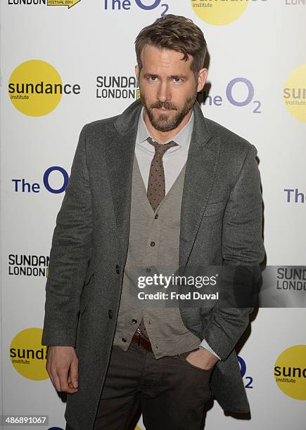 Ryan Reynolds attends the premiere of "The Voices" at Sundance London at Cineworld 02 Arena on April 26, 2014 in London, England.