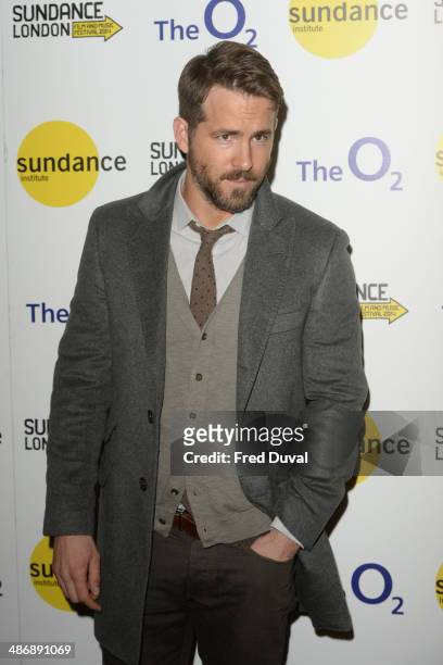 Ryan Reynolds attends the premiere of "The Voices" at Sundance London at Cineworld 02 Arena on April 26, 2014 in London, England.