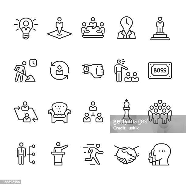illustrazioni stock, clip art, cartoni animati e icone di tendenza di manager e gerarchia aziendale icone vettoriali - affollato