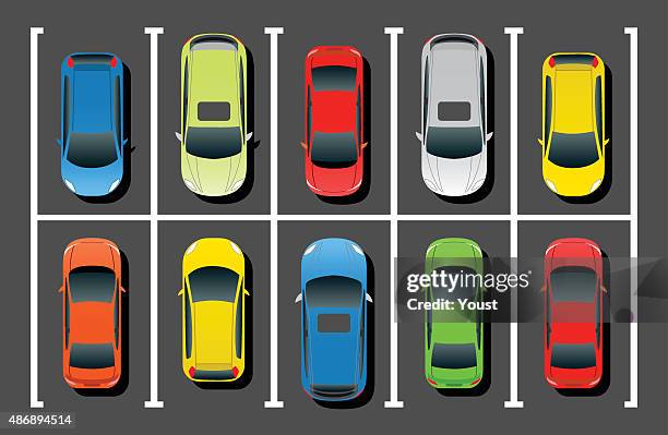 crowded car parking - tarmac stock illustrations