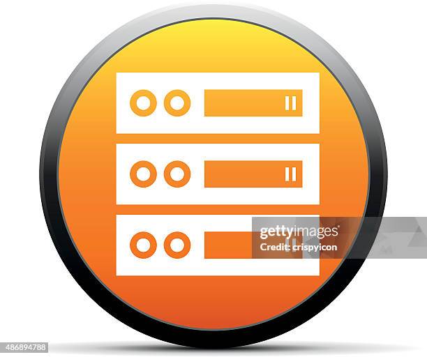network server icon on a round button. - old computer isolated stock illustrations