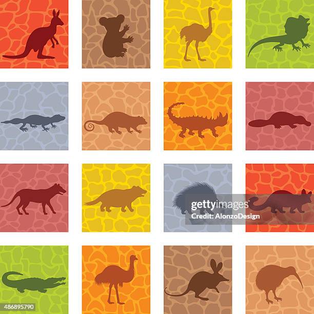 australian animal icon set - platypus stock illustrations