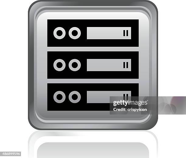 network server icon on a square button. - old computer white background stock illustrations