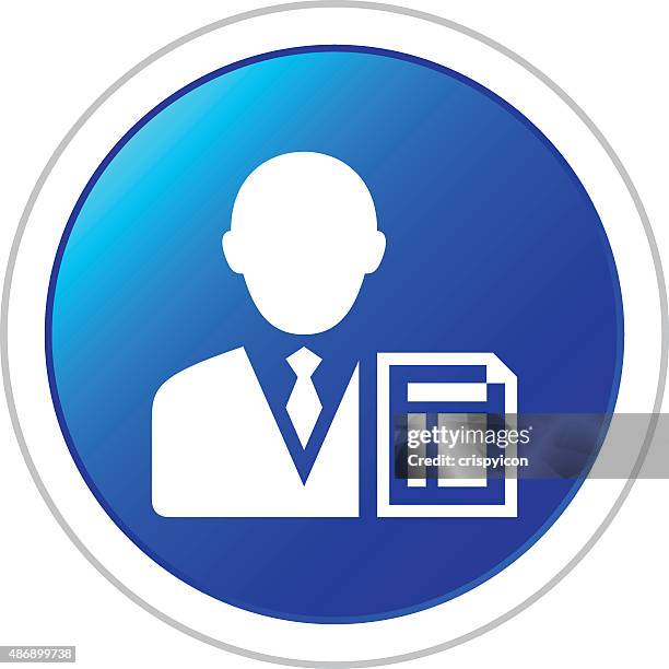 businessman icon on a round button. - cfo stock illustrations