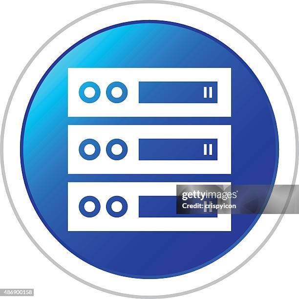 network server icon on a round button. - old computer white background stock illustrations