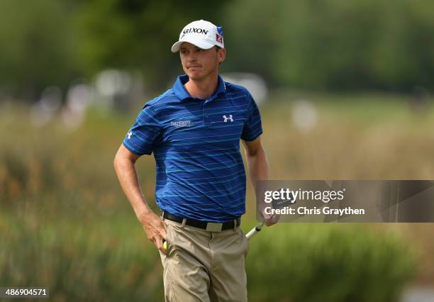 Will Wilcox afer putting on the 18th during Round Three of the Zurich Classic of New Orleans at TPC Louisiana on April 26, 2014 in Avondale,...