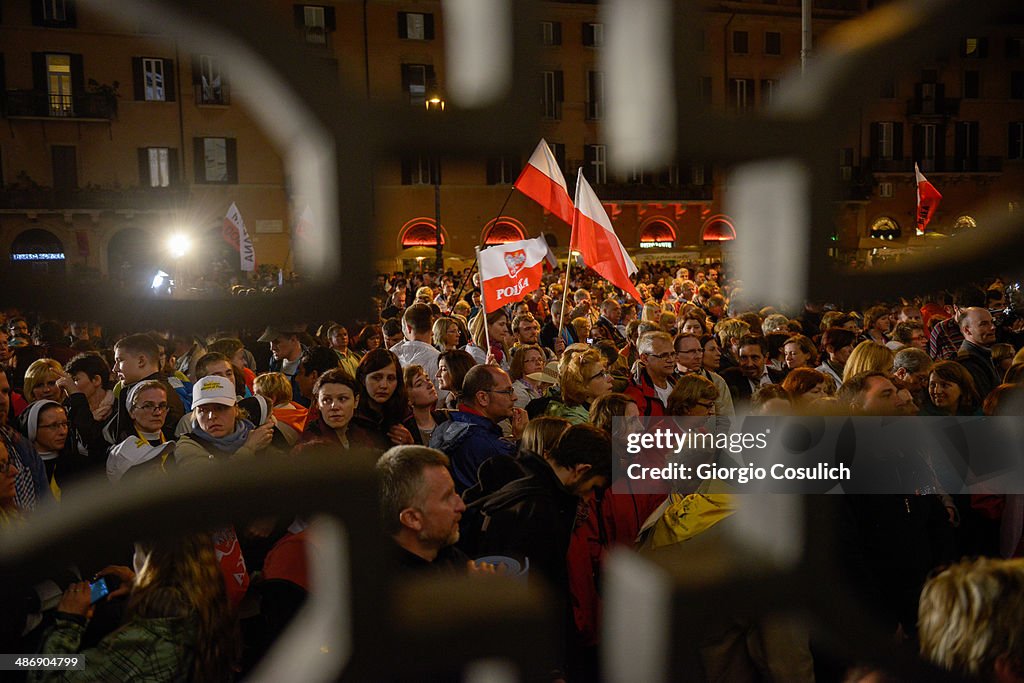 Final Preparations Are Made For The Canonisation Of Pope John Paul II And Pope John XXIII