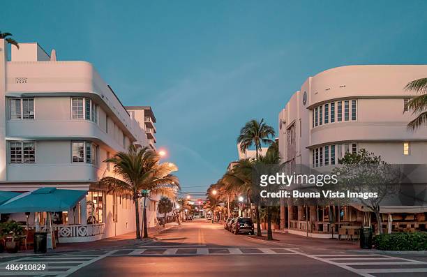 art deco buildings in south beach. - miami stock pictures, royalty-free photos & images