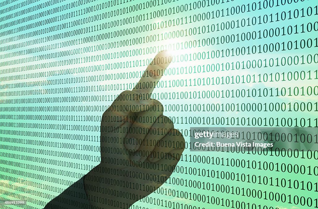Code Hand Pointed Finger Pointing Binary Code High-Res Stock Photo - Getty Images