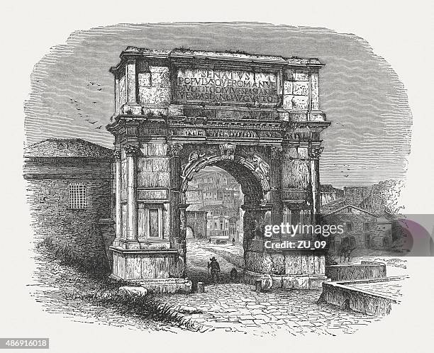 arch of titus, published in 1878 - arc de triomf barcelona stock illustrations