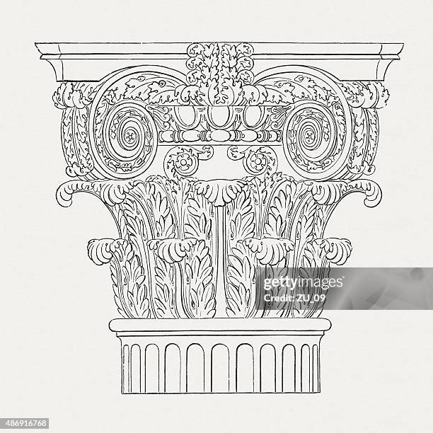 roman capital, published in 1878 - corinthian stock illustrations