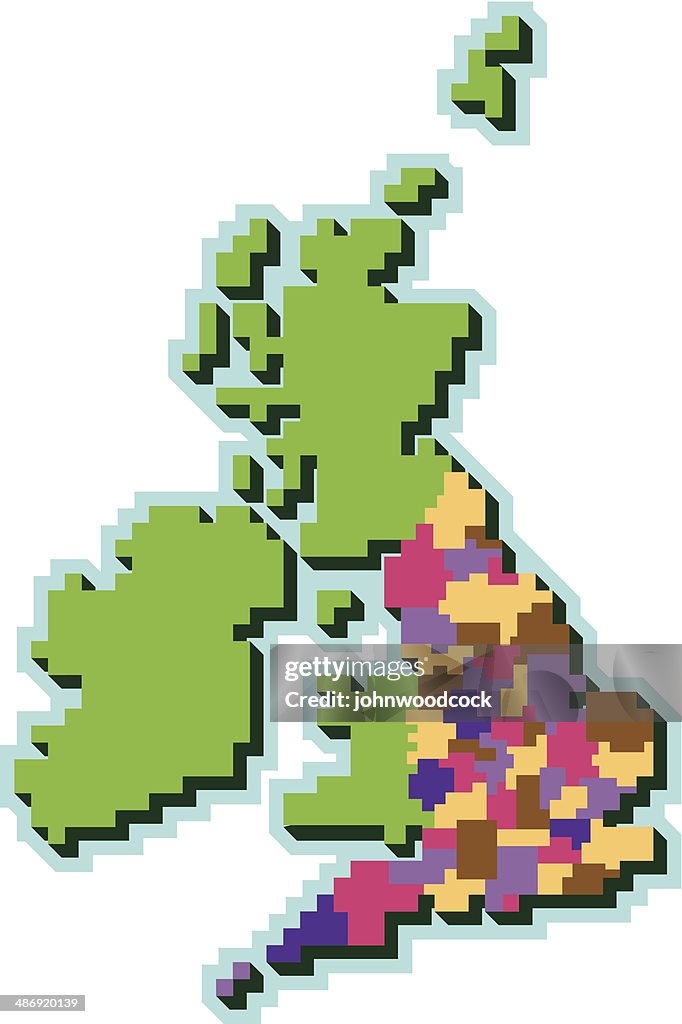 Pixel UK counties map