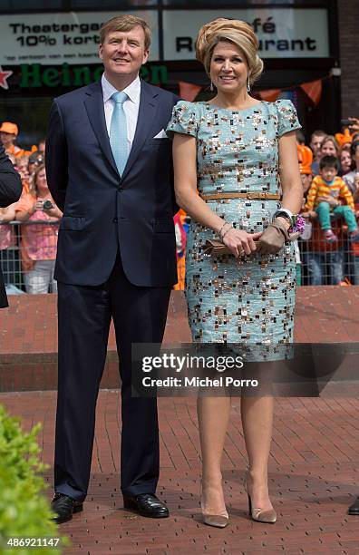 King Willem-Alexander of The Netherlands and Queen Maxima of The Netherlands attend King's Day celebrations on April 26, 2014 in Amstelveen,...