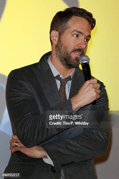 Actor Ryan Reynolds attends 'The Voices' screening during the Sundance London Film and Music Festival 2014 at 02 Arena on April 26, 2014 in London,...