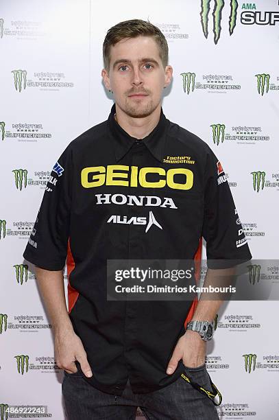 Supercross rider Wil Hahn attends the Monster Energy SuperCross World Championship Race at MetLife Stadium on April 26, 2014 in East Rutherford, New...