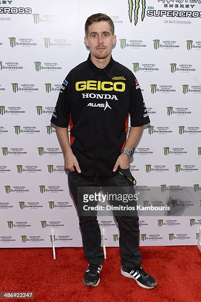 Supercross rider Wil Hahn attends the Monster Energy SuperCross World Championship Race at MetLife Stadium on April 26, 2014 in East Rutherford, New...