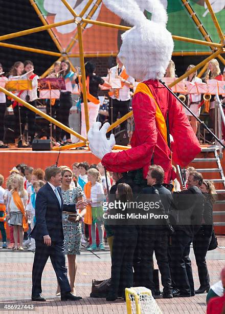 King Willem-Alexander of The Netherlands and Queen Maxima of The Netherlands attend King's Day on April 26, 2014 in Amstelveen, Netherlands.
