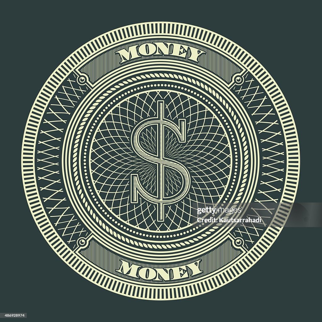 Money. Sign Rund Money Decorative Circle Sign Symbol Vector Illustration High-Res Vector ...