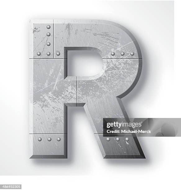 ilustraciones, imágenes clip art, dibujos animados e iconos de stock de letra r metal - metal