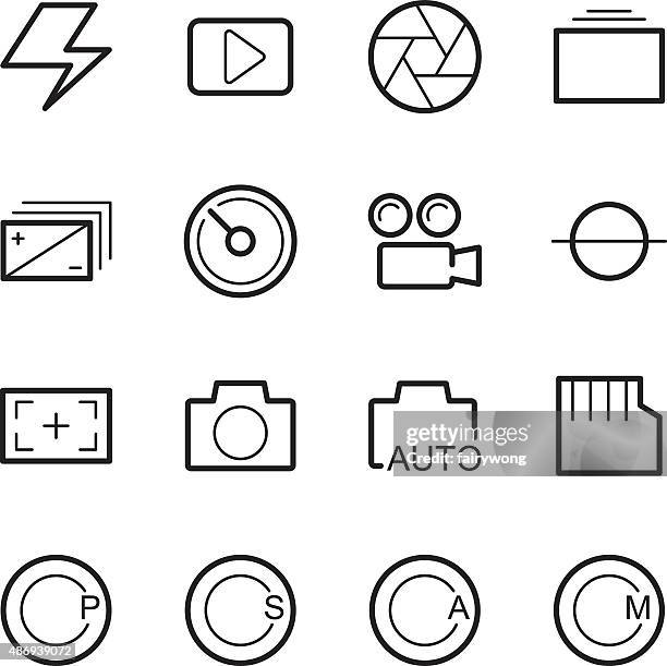 stockillustraties, clipart, cartoons en iconen met camera menu function icons - digital viewfinder