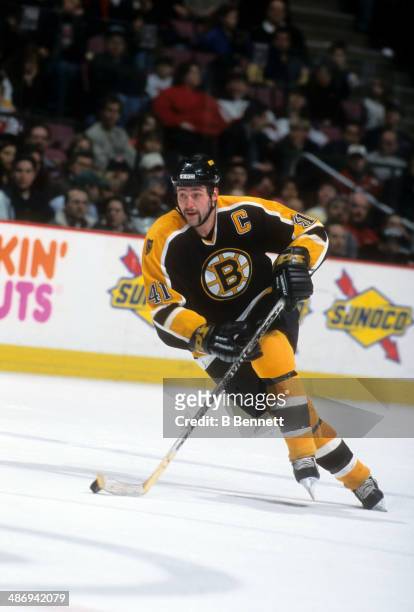 Jason Allison of the Boston Bruins skates on the ice during an NHL game against the New Jersey Devils on April 6, 2001 at the Continental Airlines...