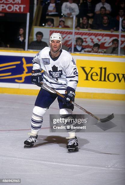 Kirk Muller of the Toronto Maple Leafs skates on the ice during an NHL game against the St. Louis Blues on November 5, 1996 at the Maple Leaf Gardens...