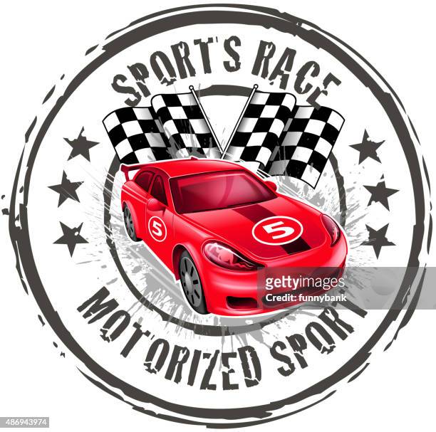 motorized sport shielding - auto racing emblem stock illustrations