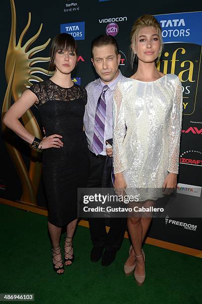 Alaia Baldwin, Stephen Baldwin, and Hailey Rhode Baldwin arrive to the IIFA Awards at Raymond James Stadium on April 26, 2014 in Tampa, Florida.