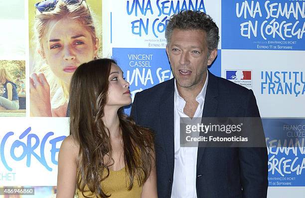Actors Lola Le Lann and Vincent Cassel attend a Photocall for 'Un moment d'egarement' at the Instituto Frances on September 5, 2015 in Madrid, Spain.