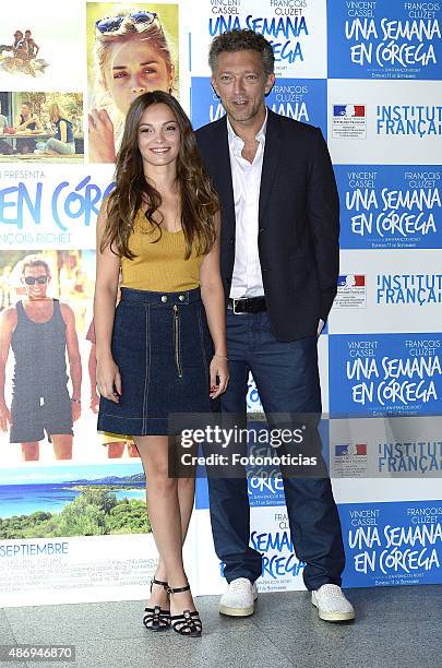 Actors Lola Le Lann and Vincent Cassel attend a Photocall for 'Un moment d'egarement' at the Instituto Frances on September 5, 2015 in Madrid, Spain.