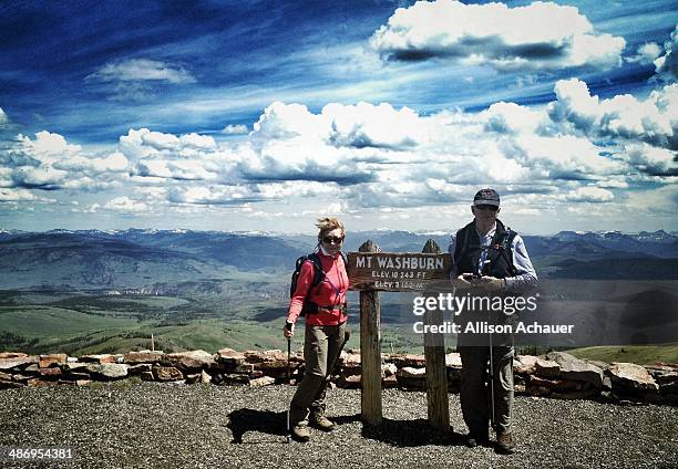 Senior couple at the summit of Mount Washburn