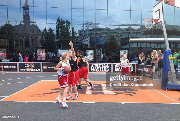 Girls playing basketball