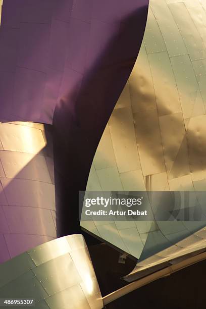 Wine building architecture made by Frank Gehry with purple titanium plates in la Rioja. Spain.