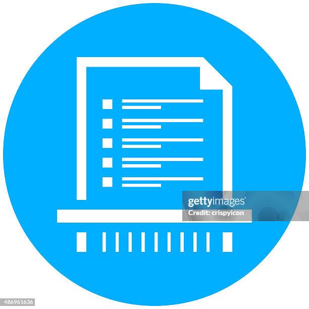 document icon on a round button. - shredding documents stock illustrations
