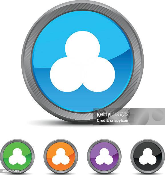 venn diagram icon on circle buttons. - venn diagram stock illustrations